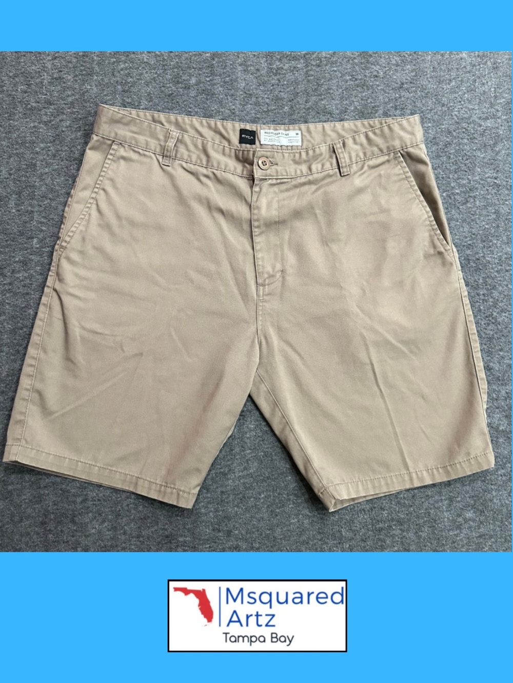 RVCA Weekender Chino Shorts Men's Size 38 Khaki Casual Flat Front Stretch